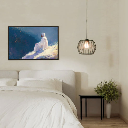 Modern Christian Art/Painting in a modern bedroom. Framed Canvas.