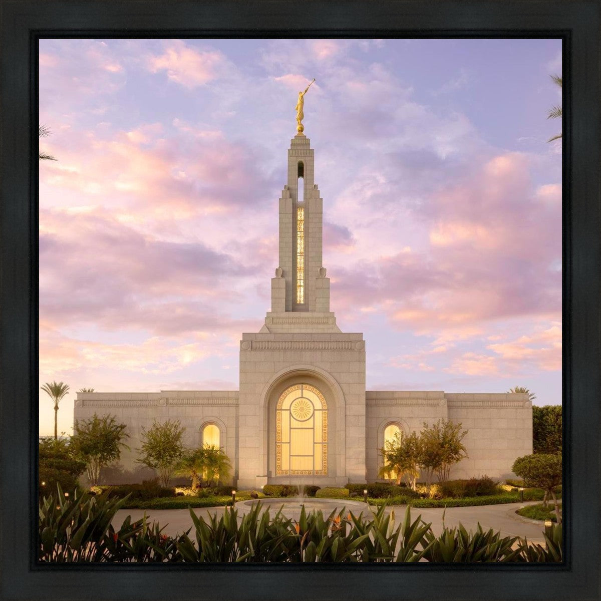 Redlands Temple Fountain Sunset