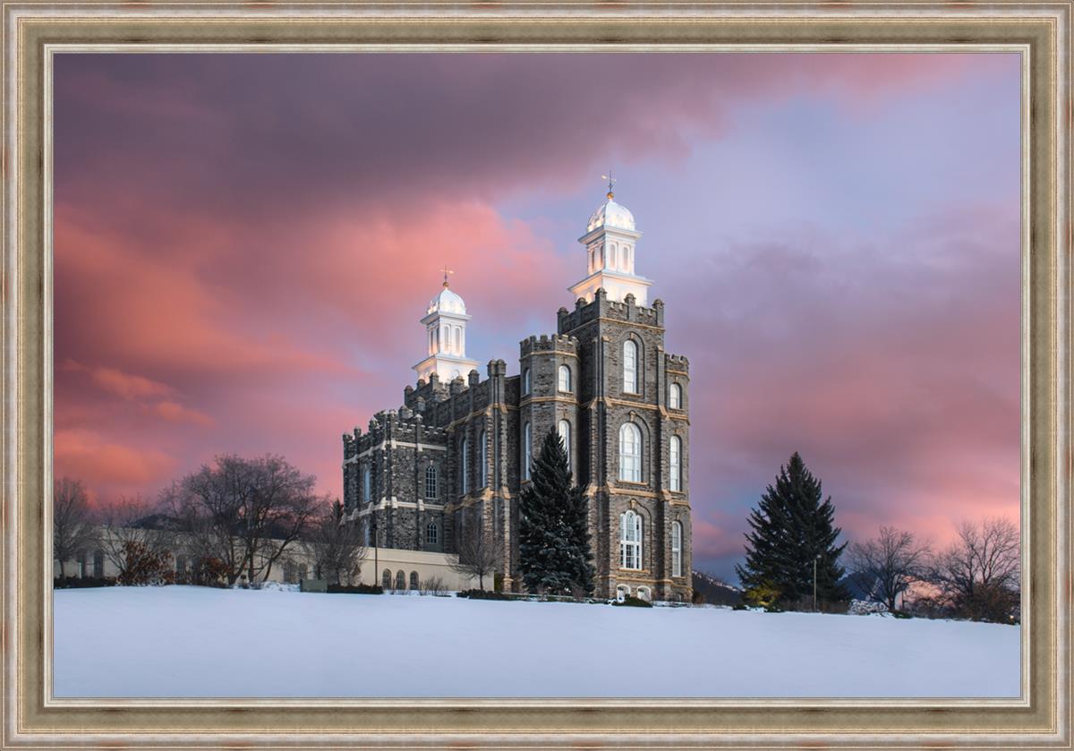 Logan Utah Pink Winter Sunset Large Wall Art