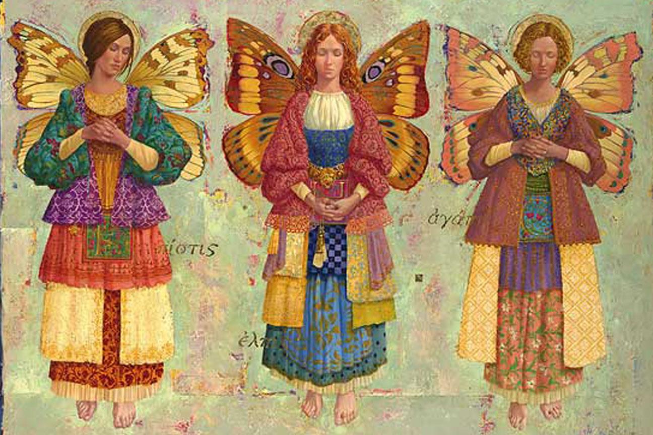 Faith, Hope & Charity by James Christensen Three angels with