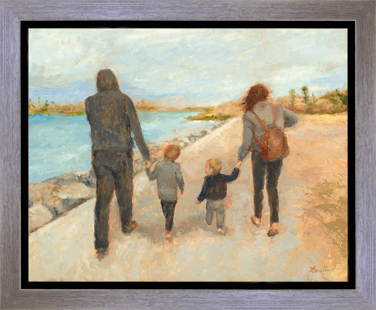 Family Walk On The Beach Gallery Wrap