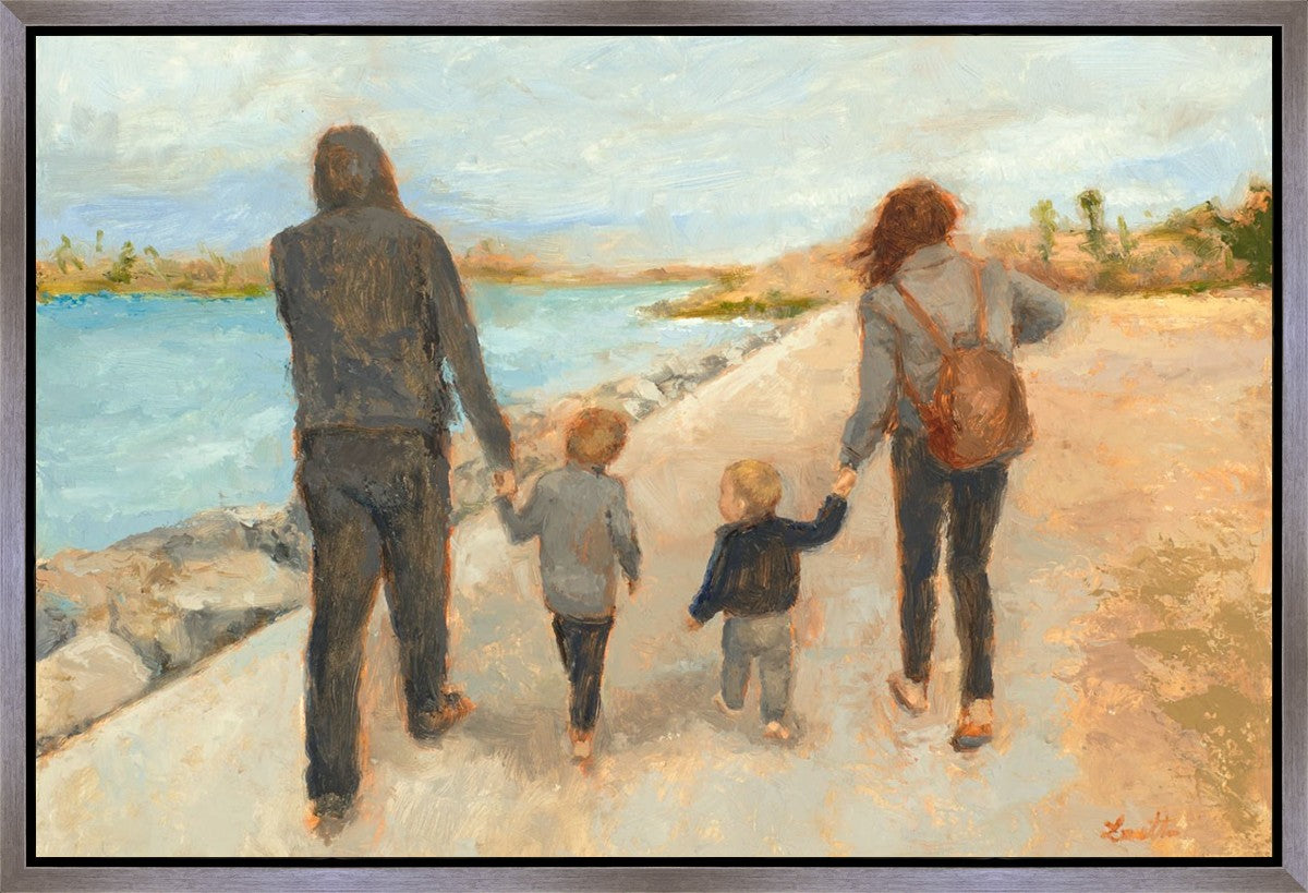 Family Walk On The Beach Gallery Wrap