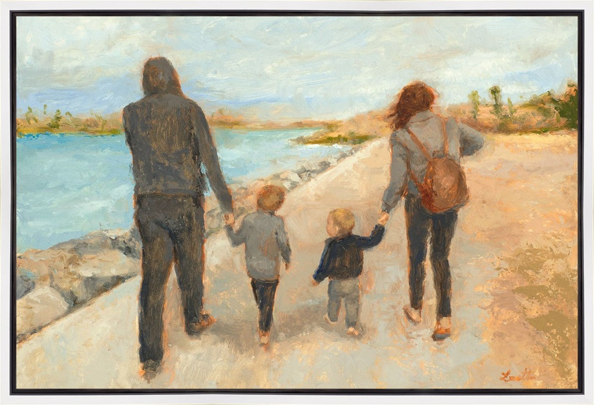 Family Walk On The Beach