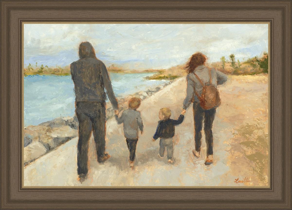 Family Walk On The Beach