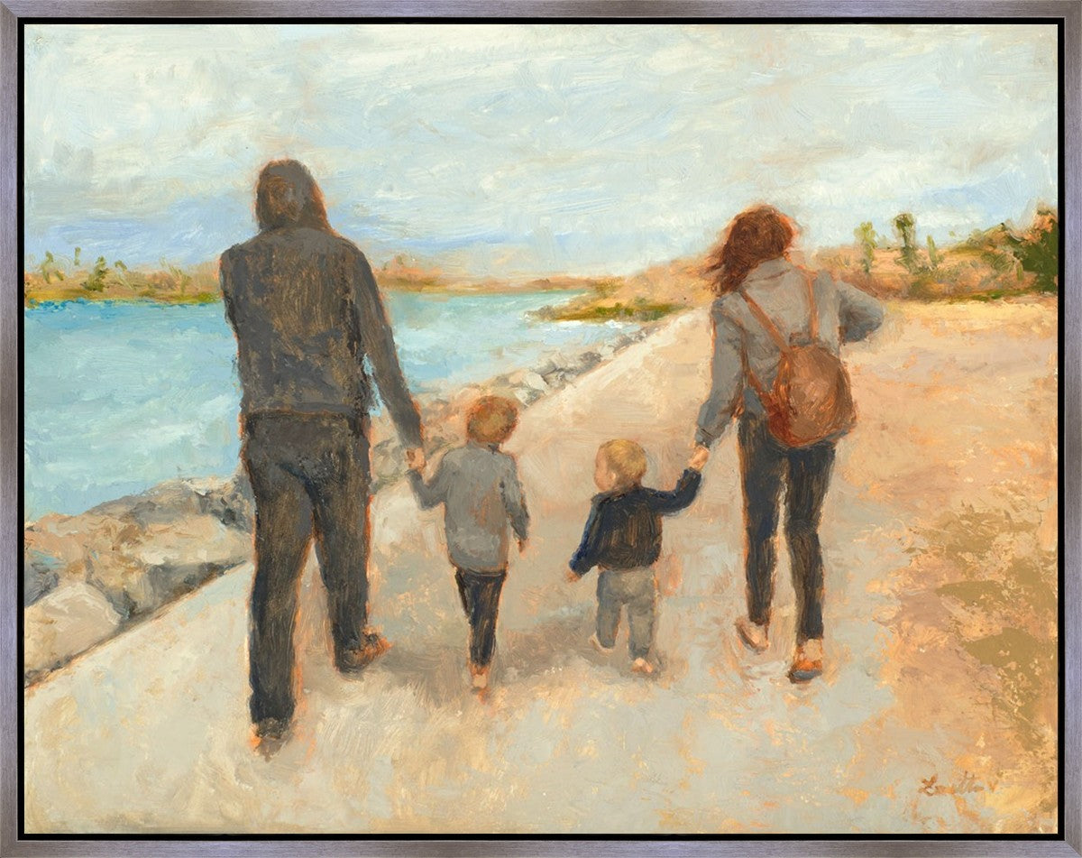 Family Walk On The Beach Gallery Wrap
