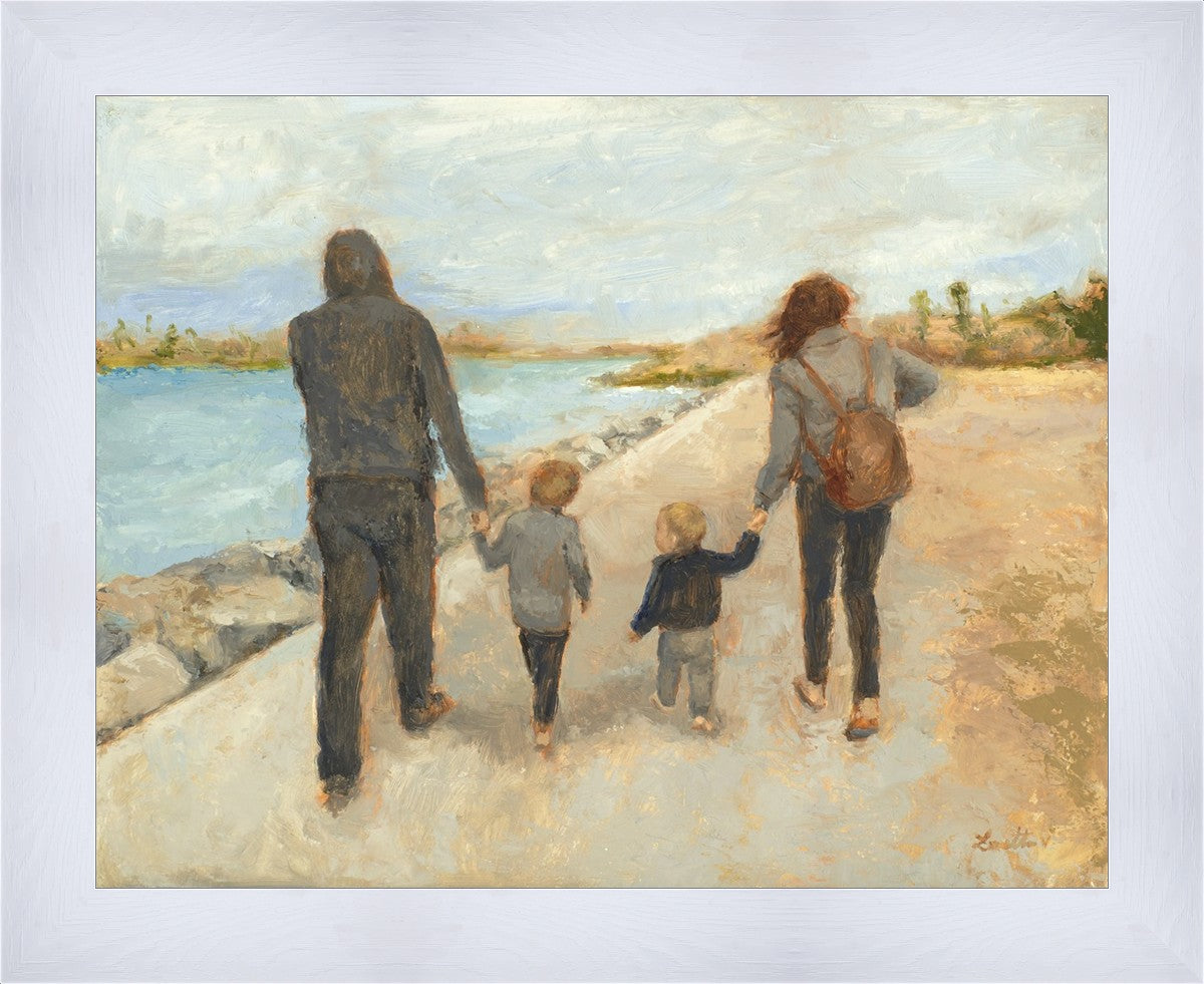Family Walk On The Beach