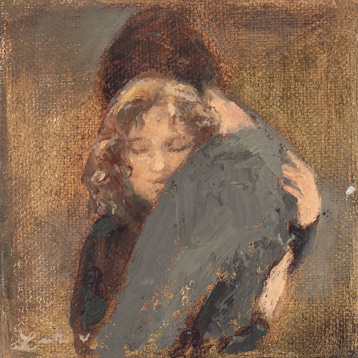 Hug by Lovetta Reyes Cairo featuring couple hugging on brown