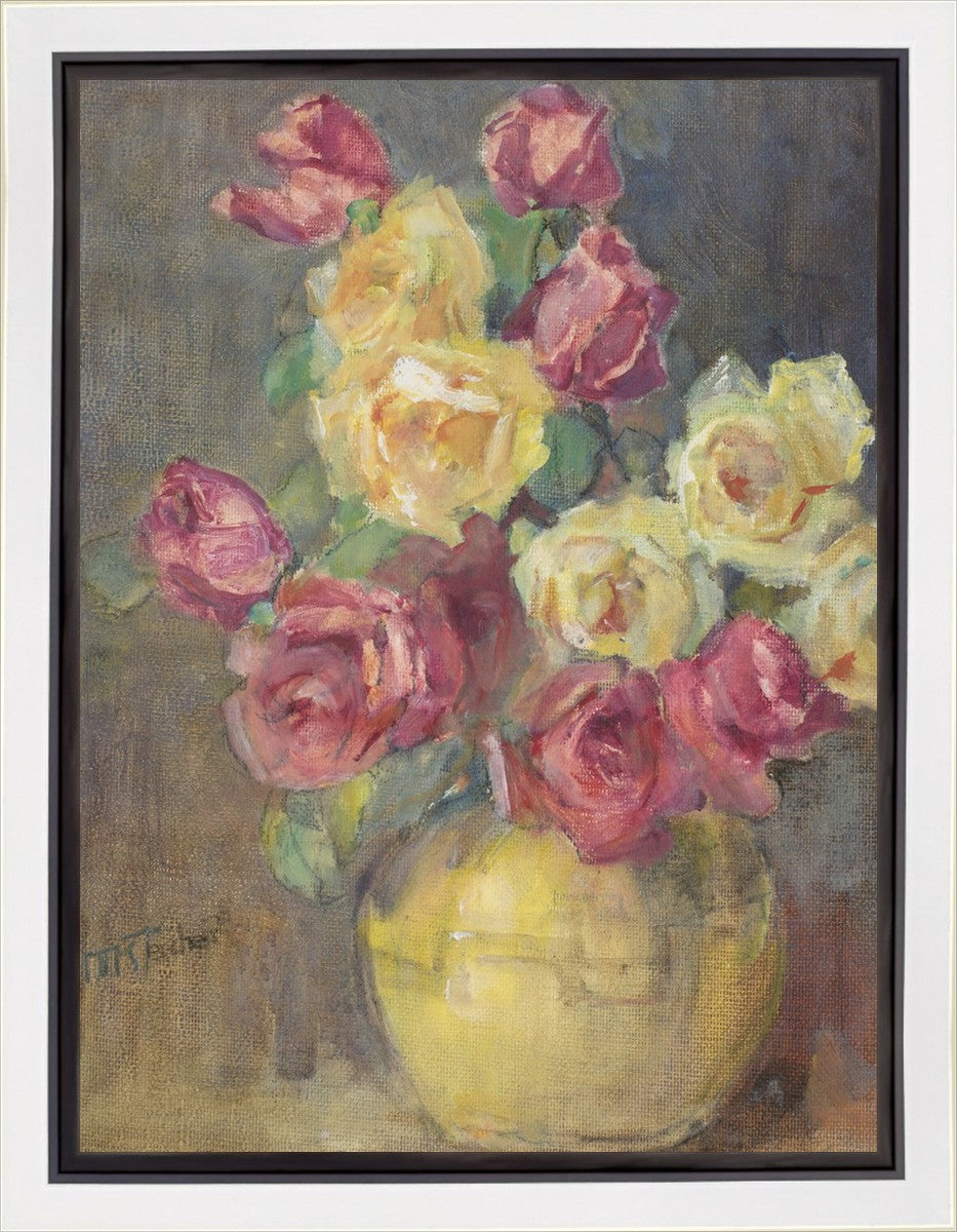 Red and Yellow Roses in a Vase