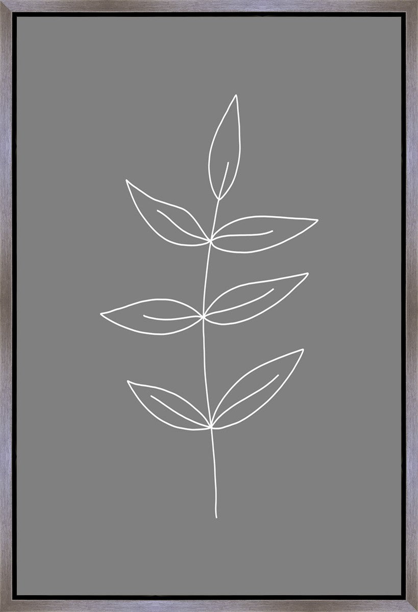 Minimalist Leaves Gray Gallery Wrap
