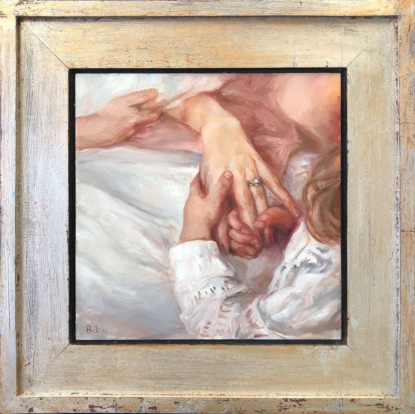 A Child's Touch 12 x 12 Oil on Board Original Artwork