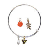 Beehive, Rose, Leaf Bangle Bracelet