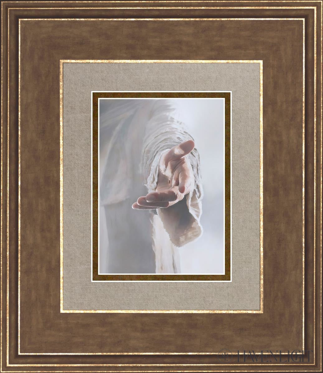 Christ Beckoning Open Edition Print / 5 X 7 Gold 12 3/4 14 Art