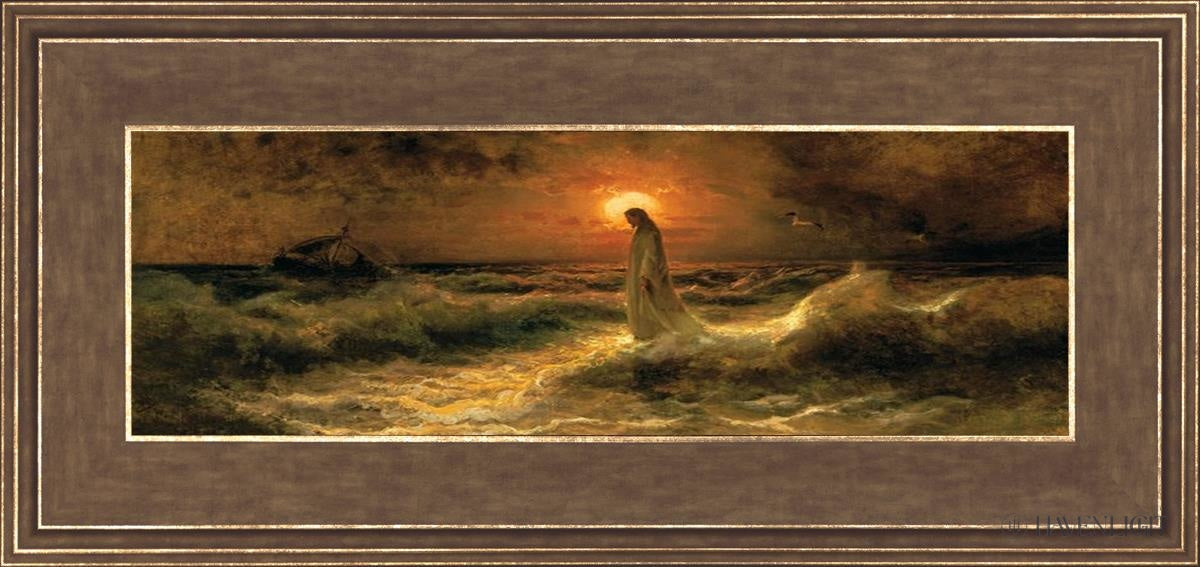 Christ Walking On The Water Open Edition Canvas / 18 X 6 Gold 22 3/4 10 Art