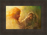 Healing The Blind Man Open Edition Canvas / 24 X 16 Bronze Frame 31 3/4 23 Art