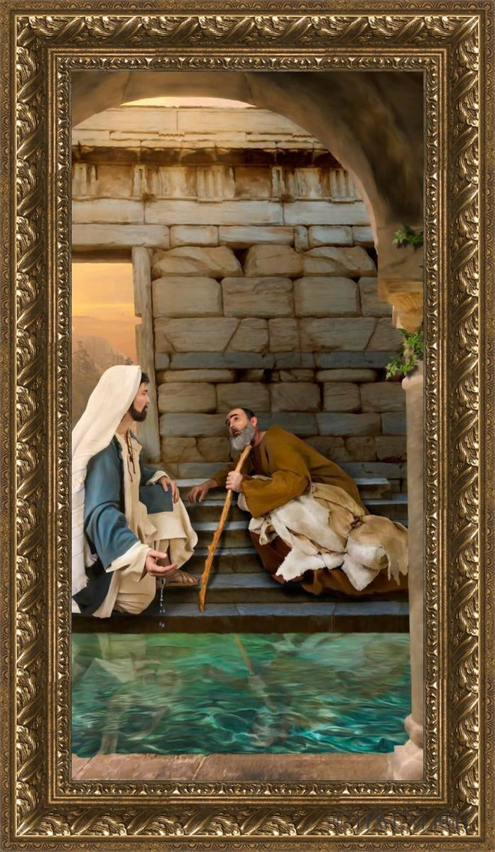 Living Water At Bethesda Open Edition Canvas / 15 X 30 Gold 20 3/4 35 Art