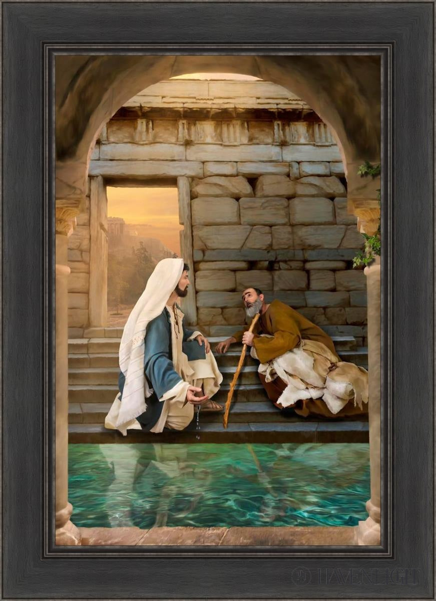 Living Water At Bethesda Open Edition Canvas / 20 X 30 Black 26 1/2 36 Art
