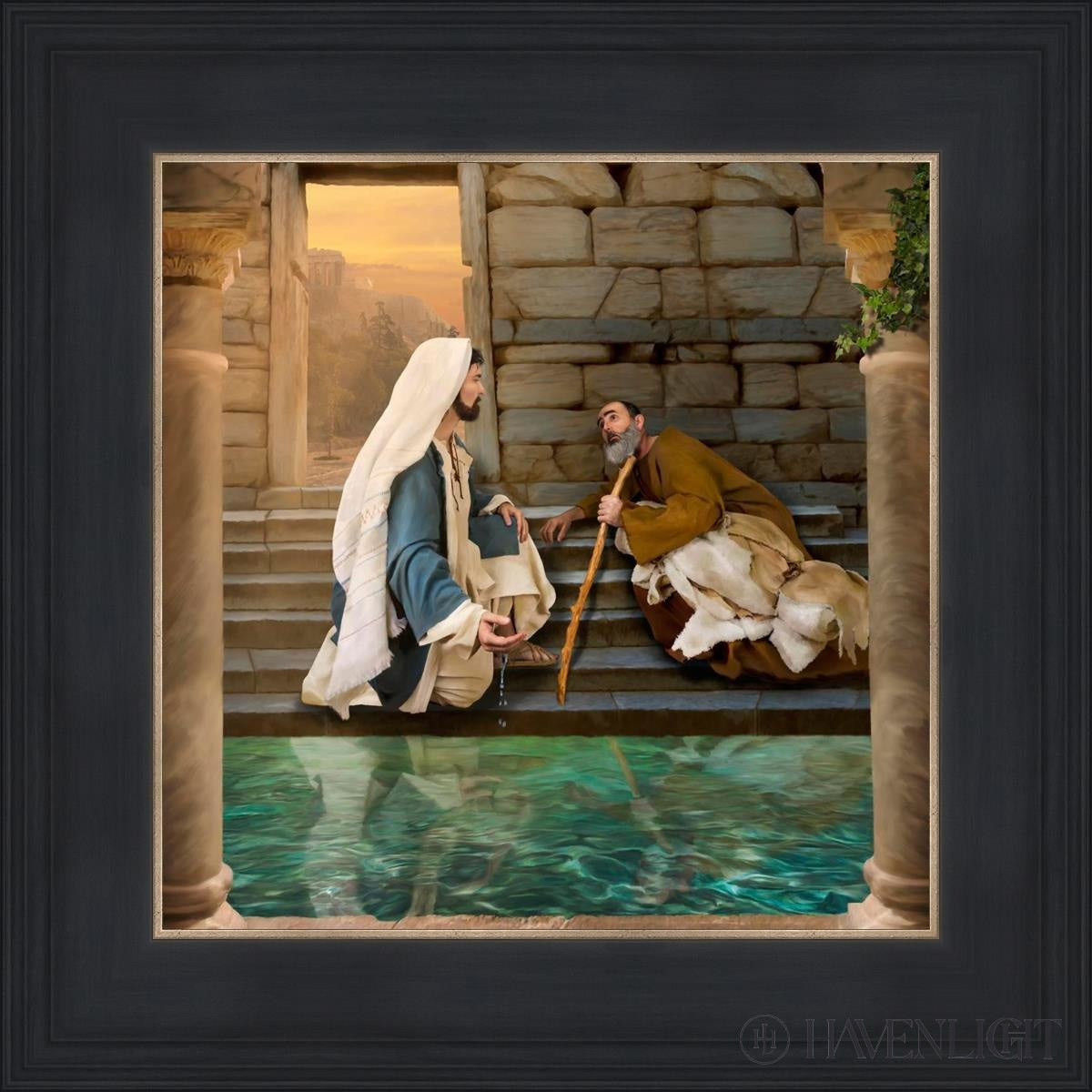 Living Water At Bethesda Open Edition Print / 12 X Black 16 3/4 Art