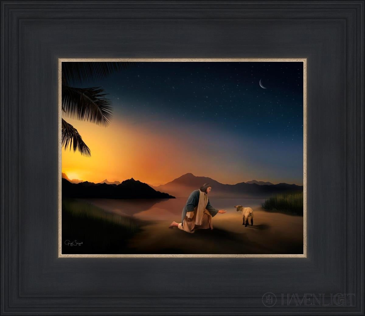 Time With The Lamb Open Edition Print / 10 X 8 Black 14 3/4 12 Art