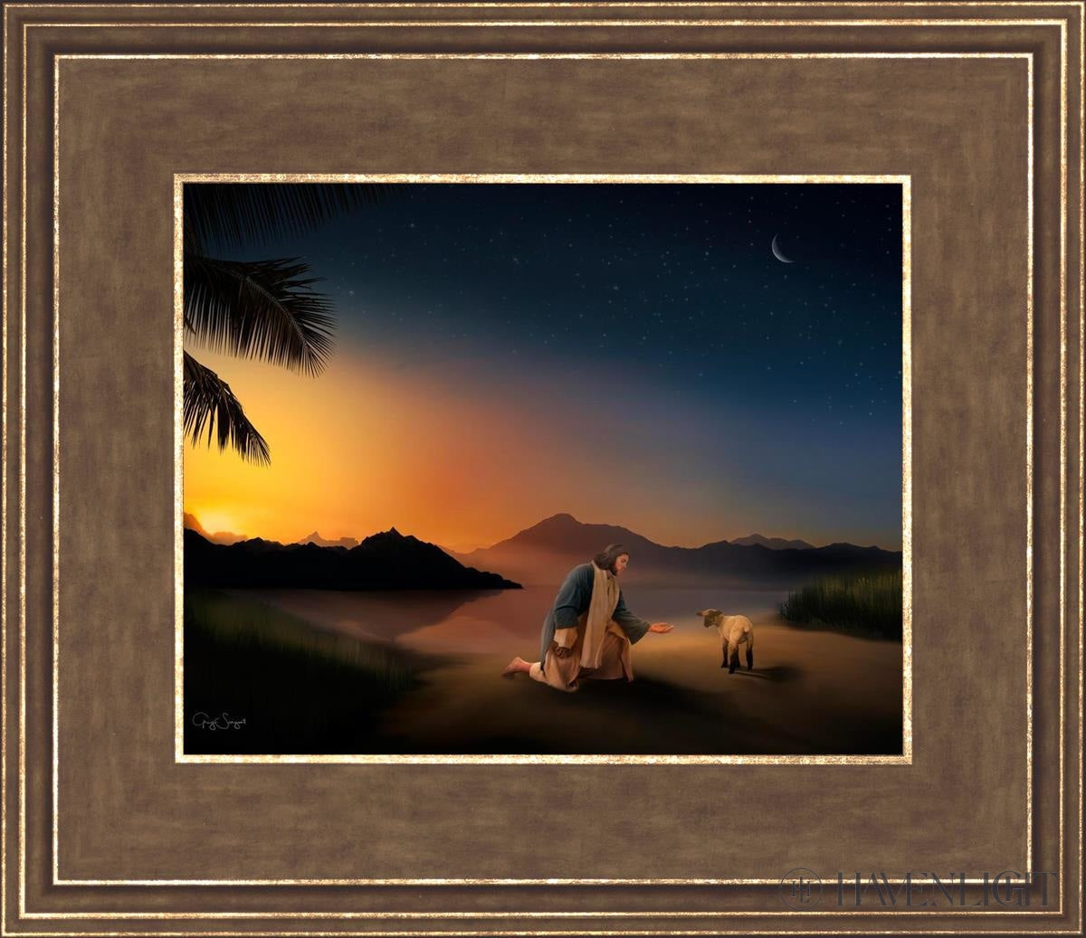 Time With The Lamb Open Edition Print / 10 X 8 Gold 14 3/4 12 Art