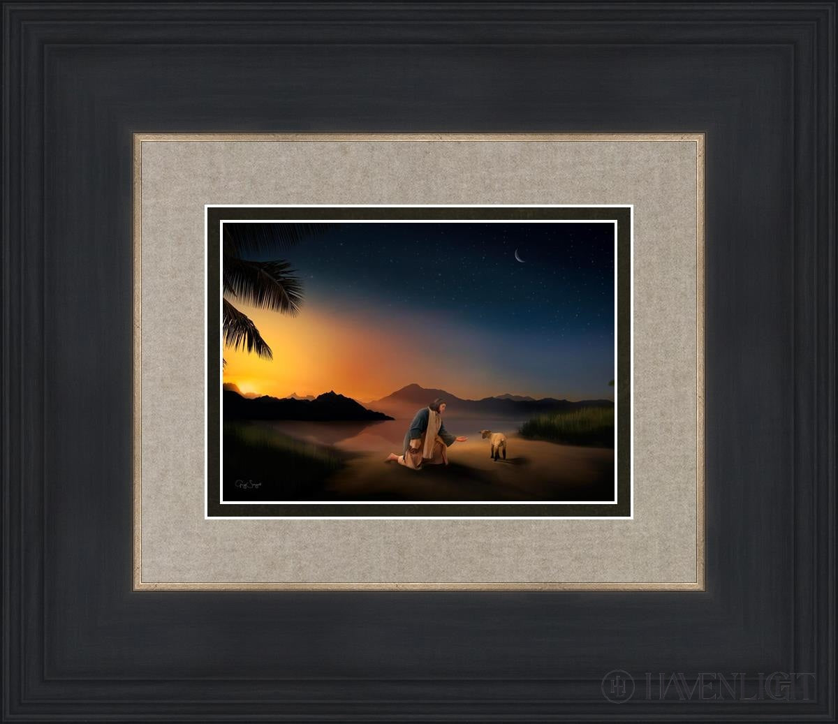 Time With The Lamb Open Edition Print / 7 X 5 Black 14 3/4 12 Art