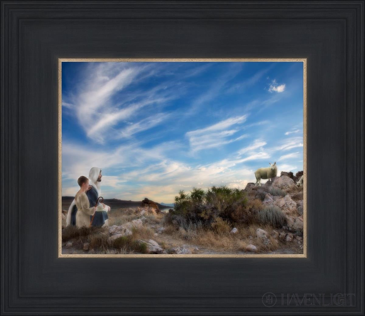 Training The Young Shepherd Open Edition Print / 10 X 8 Black 14 3/4 12 Art