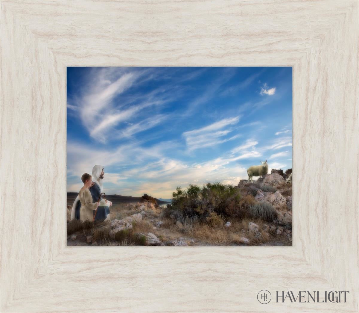 Training The Young Shepherd Open Edition Print / 10 X 8 Ivory 15 1/2 13 Art