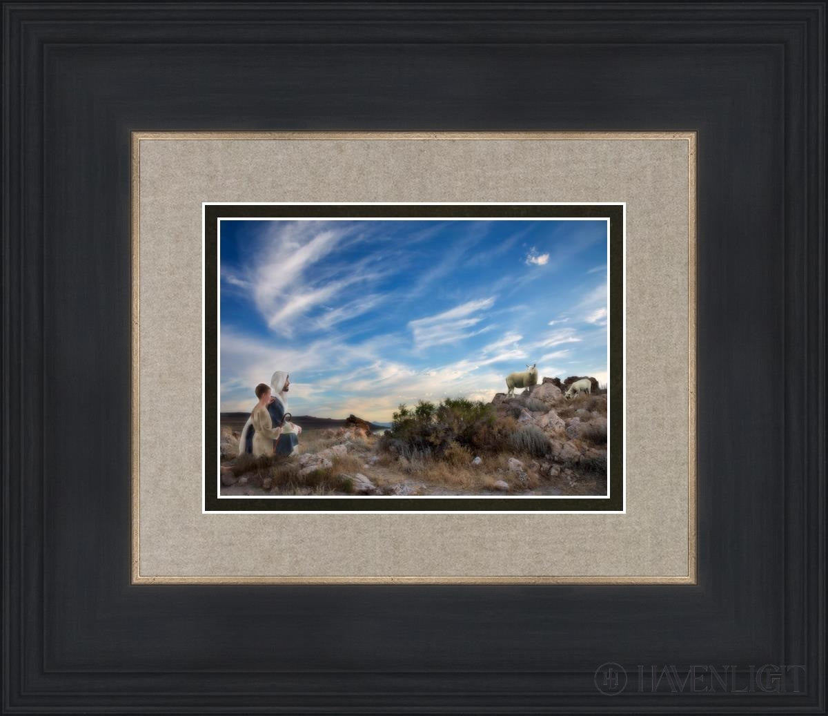 Training The Young Shepherd Open Edition Print / 7 X 5 Black 14 3/4 12 Art