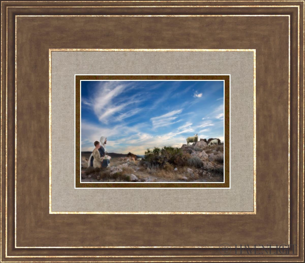Training The Young Shepherd Open Edition Print / 7 X 5 Gold 14 3/4 12 Art