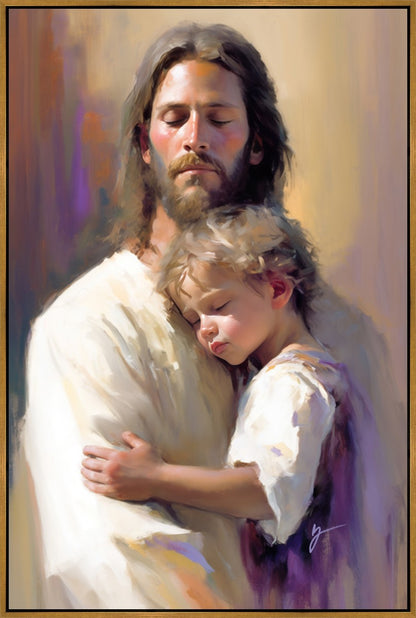 Safely in His Arms Large Wall Art Gallery Wrap