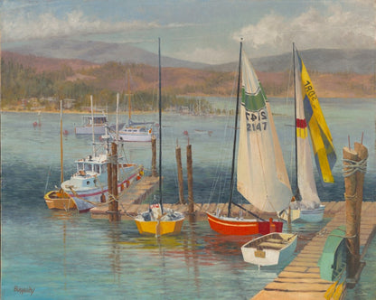 Ships in Harbor Original Artwork