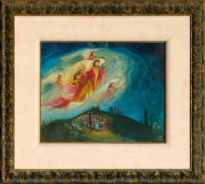 Angel Over Manger Original Artwork