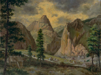 Mountain Village Scene Original Artwork