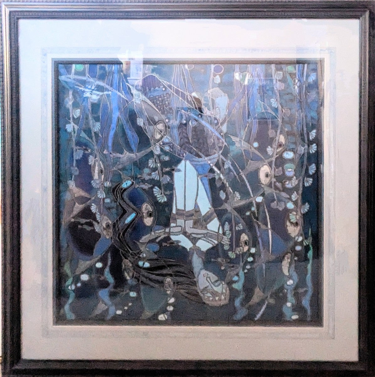 Blue Woman and Fish Original Artwork
