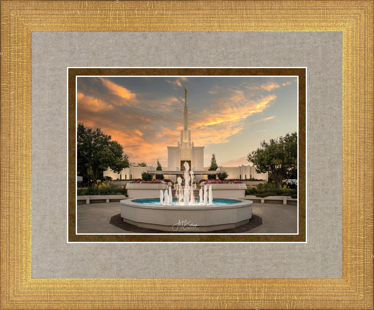 Denver Temple Evening Fountain