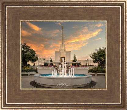 Denver Temple Evening Fountain