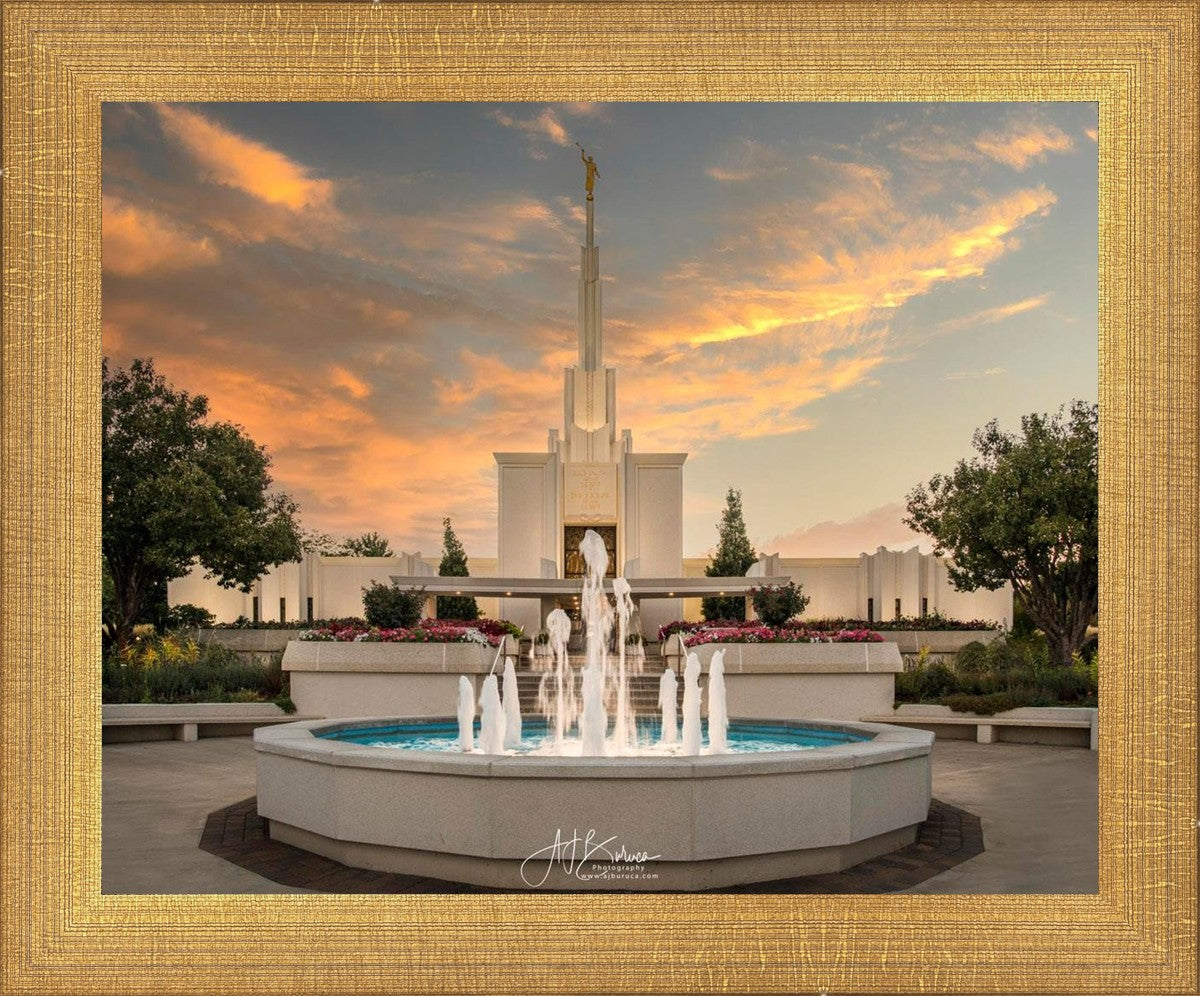 Denver Temple Evening Fountain