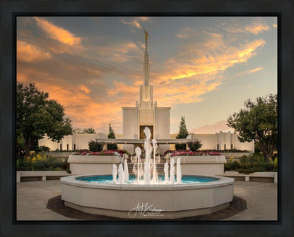 Denver Temple Evening Fountain Gallery Wrap