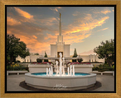 Denver Temple Evening Fountain Gallery Wrap
