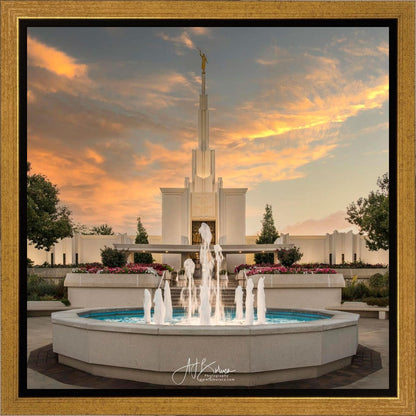 Denver Temple Evening Fountain Gallery Wrap
