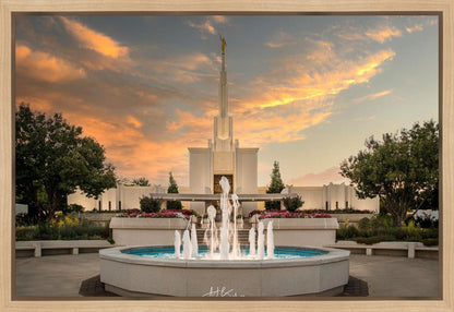 Denver Temple Evening Fountain Gallery Wrap