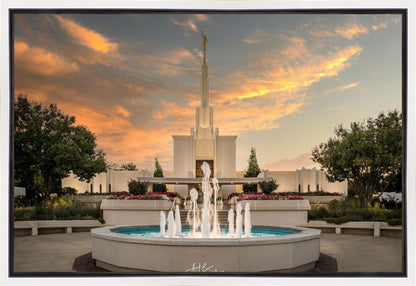 Denver Temple Evening Fountain Gallery Wrap