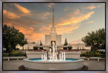 Denver Temple Evening Fountain Gallery Wrap