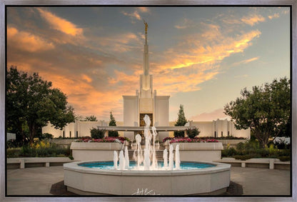 Denver Temple Evening Fountain Gallery Wrap