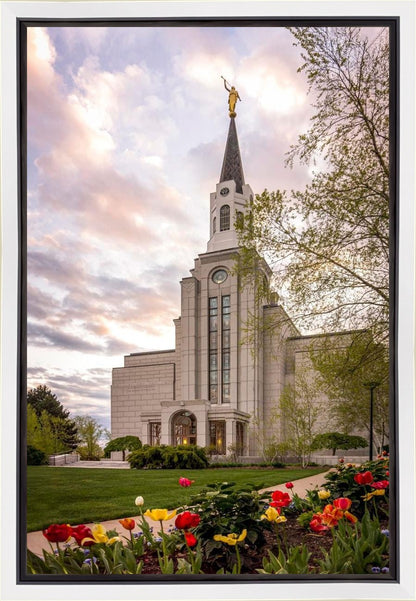 Boston Temple Spring Tulips Gallery Wrap