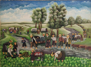 Pioneers Wading in a Stream Original Artwork