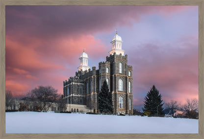 Logan Utah Pink Winter Sunset Large Wall Art