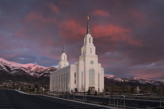 Layton Utah Pink Winter Sunset  Large Wall Art