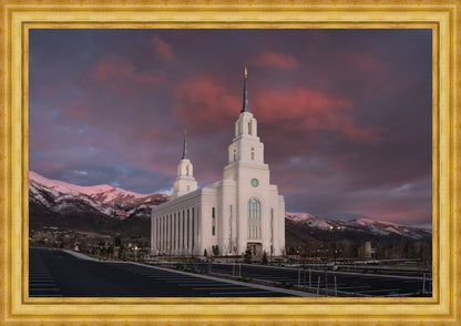 Layton Utah Pink Winter Sunset  Large Wall Art