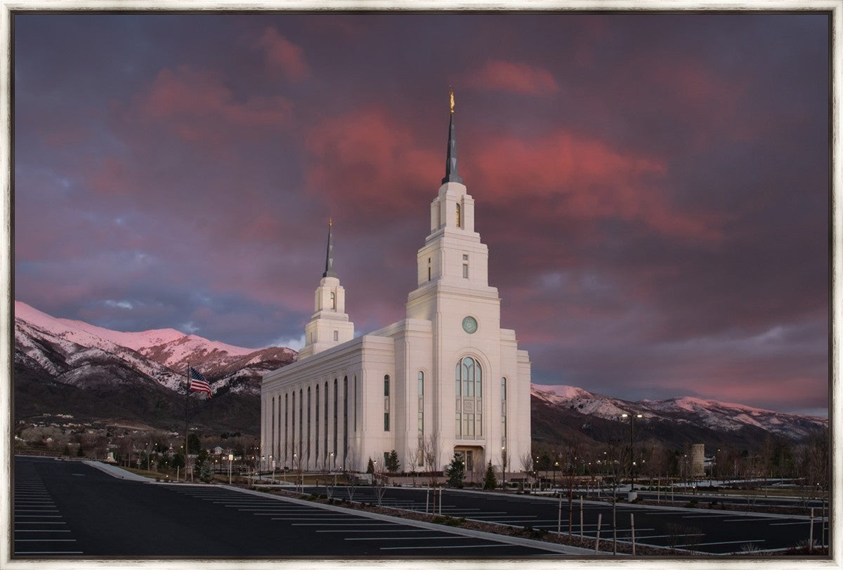 Layton Utah Pink Winter Sunset  Large Wall Art