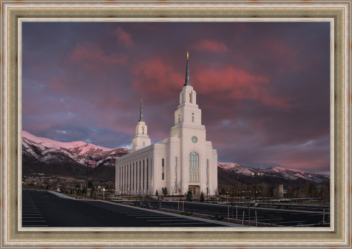 Layton Utah Pink Winter Sunset  Large Wall Art